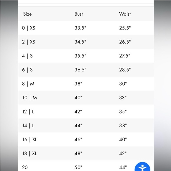 Women's Size Chart Guide - Picture 5 of 5